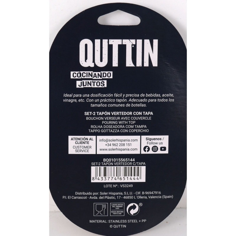 Bouchon verseur Quttin 8433774651444 16 x 9 x 2 cm (2 Pièces) (24 Unités)