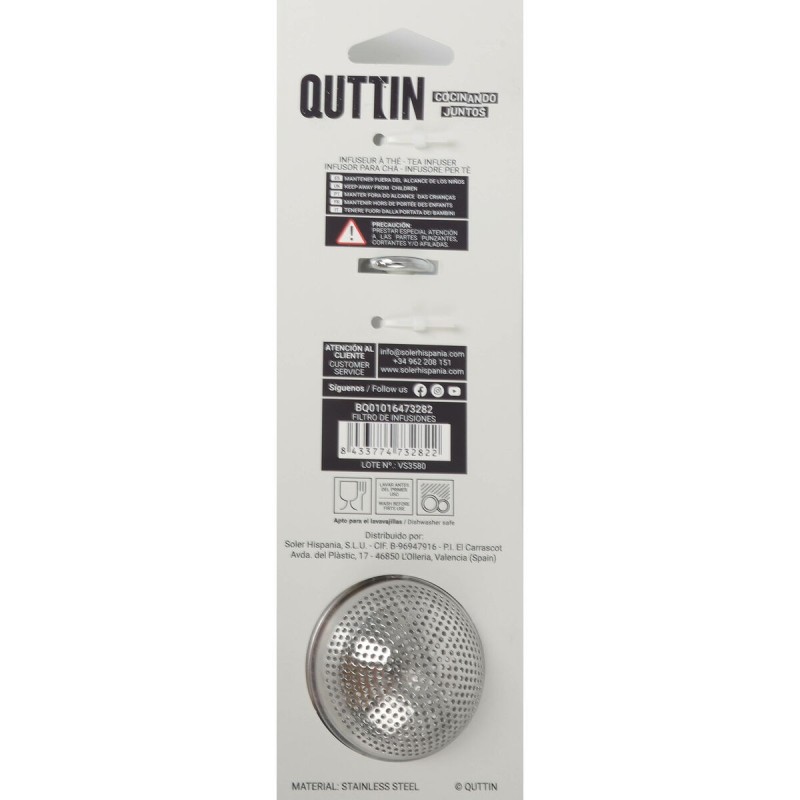 Filtre pour infusions Quttin Acier inoxydable Argenté Bouton (24 Unités) (18,5 x 5 cm)