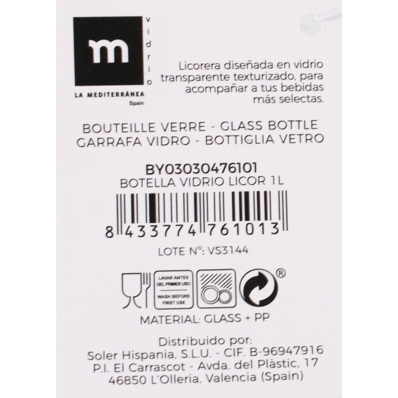 Bouteille La Mediterránea Liqueur verre 1 L (12 Unités)