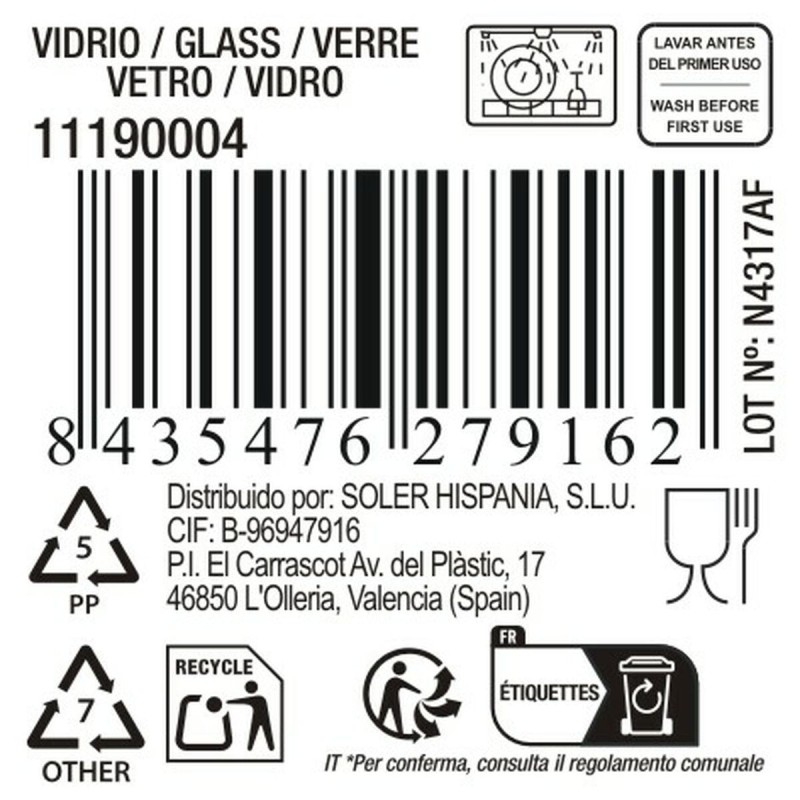 Verre La Mediterránea Lavere 400 ml (48 Unités)