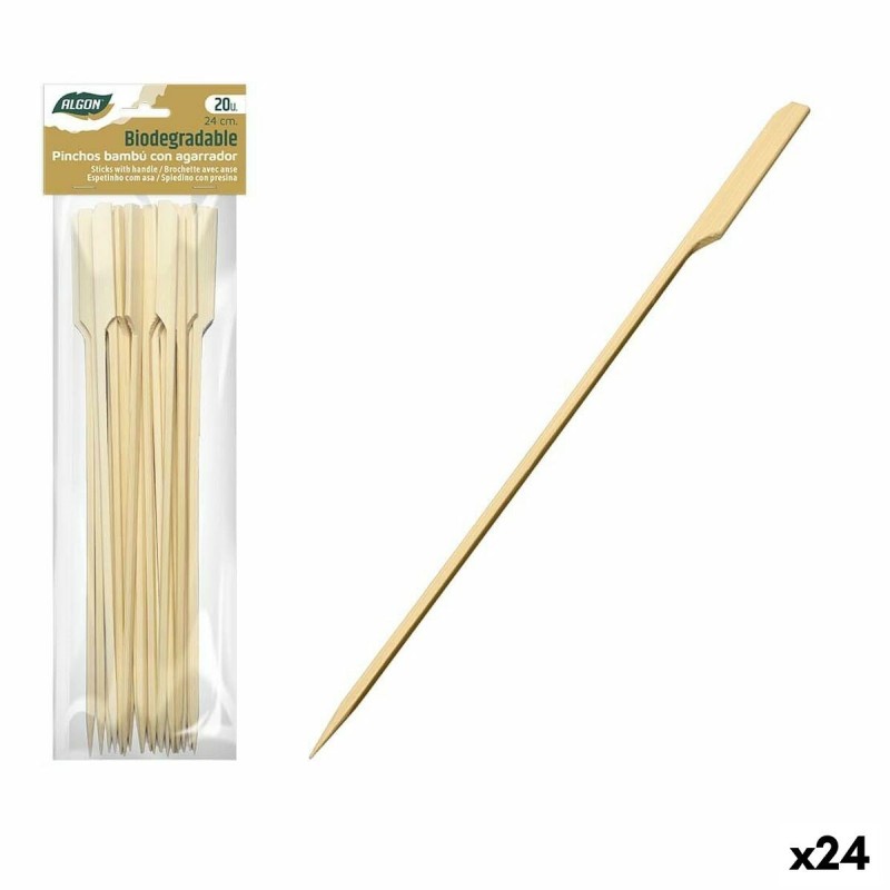 Ensemble de brochettes pour barbecue Algon Bambou 20 Pièces 24 cm (24 Unités)