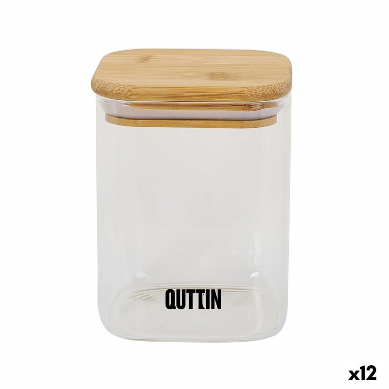 Récipient de Conservation des Aliments Quttin Bambou Verre Borosilicaté 480 ml (12 Unités)