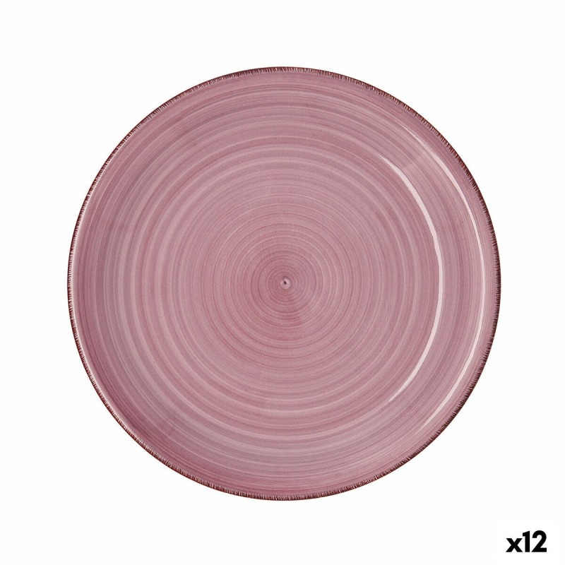 Assiette plate Quid Vita Peoni Céramique Rose Ø 27 cm (12 Unités)