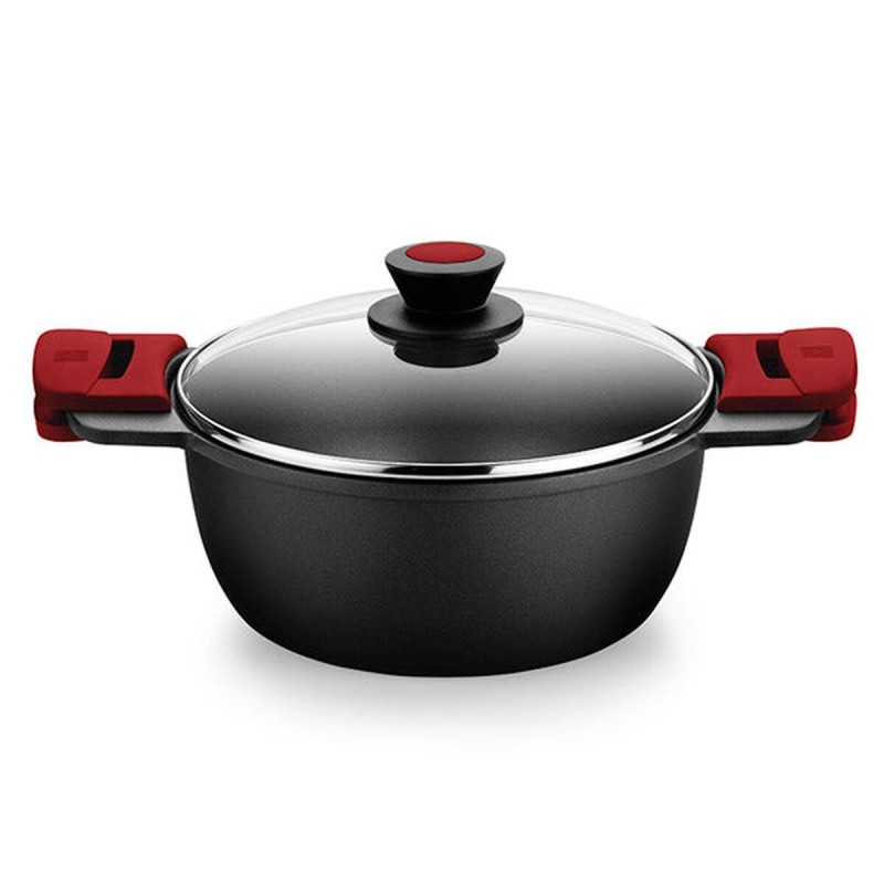 Casserole avec Couvercle en Verre BRA A410324 Ø 24 cm Noir 4 L