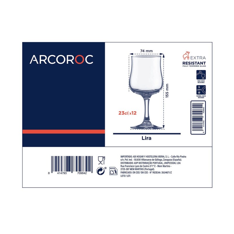 Set de Verres Arcoroc Lira Transparent 12 Unités verre 230 ml