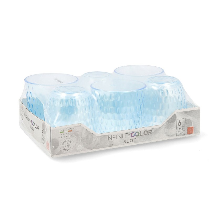 Set de Verres Bormioli Rocco Slot Bleu verre Avec relief 290 ml 6 Unités