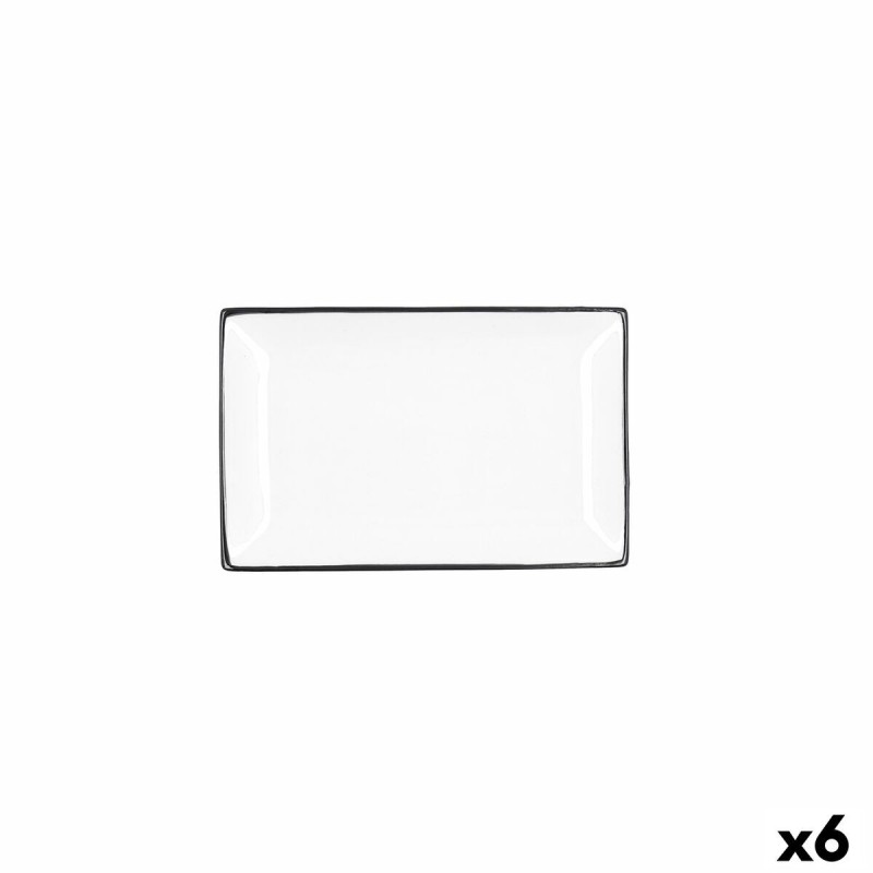 Plateau apéritif Quid Gastro Blanc Noir Céramique 20 x 13 x 2 cm (6 Unités)