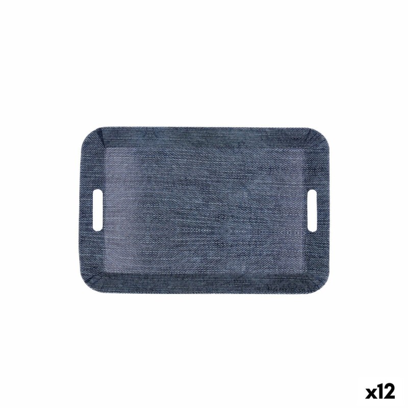 Plateau de petit déjeuner Quid Habitat Bleu Plastique 33 x 23 x 4 cm Avec des poignées Denim (12 Unités)