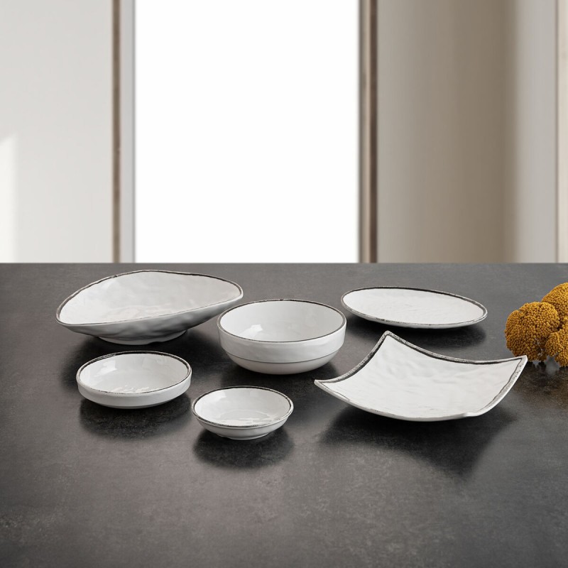 Assiette plate Quid Select Filo Blanc Noir Plastique Carré 19 x 19 x 4,5 cm (12 Unités)