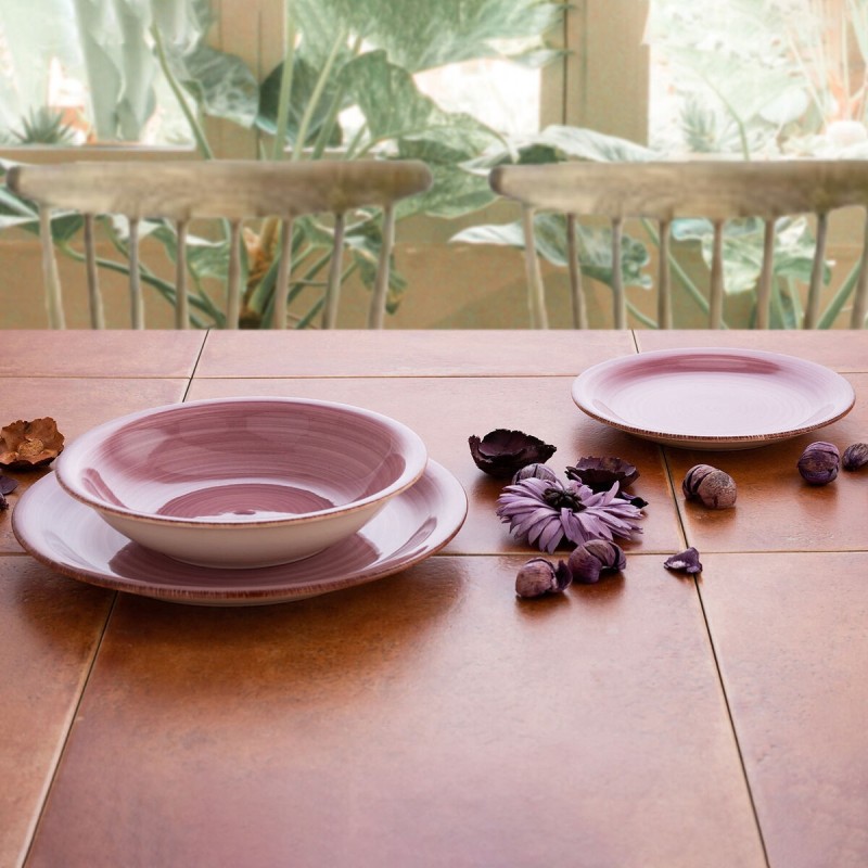 Assiettes Quid Vita Peoni Rose Céramique 18 Pièces