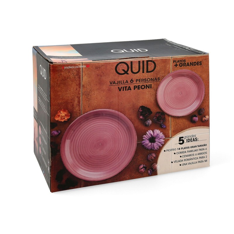 Assiettes Quid Vita Peoni Rose Céramique 18 Pièces