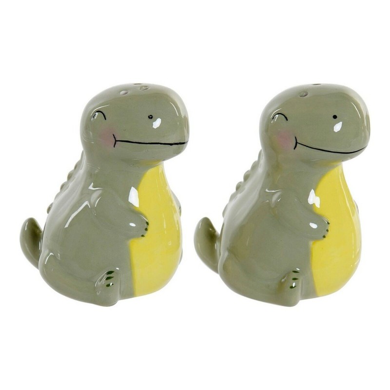 Salière avec couvercle DKD Home Decor LC-173478 Dinosaure Blanc Vert Dolomite 6