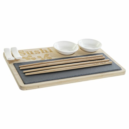 Set de sushi DKD Home Decor PC-186227 Blanc Noir Naturel Bambou Ardoise Moderne Oriental 28