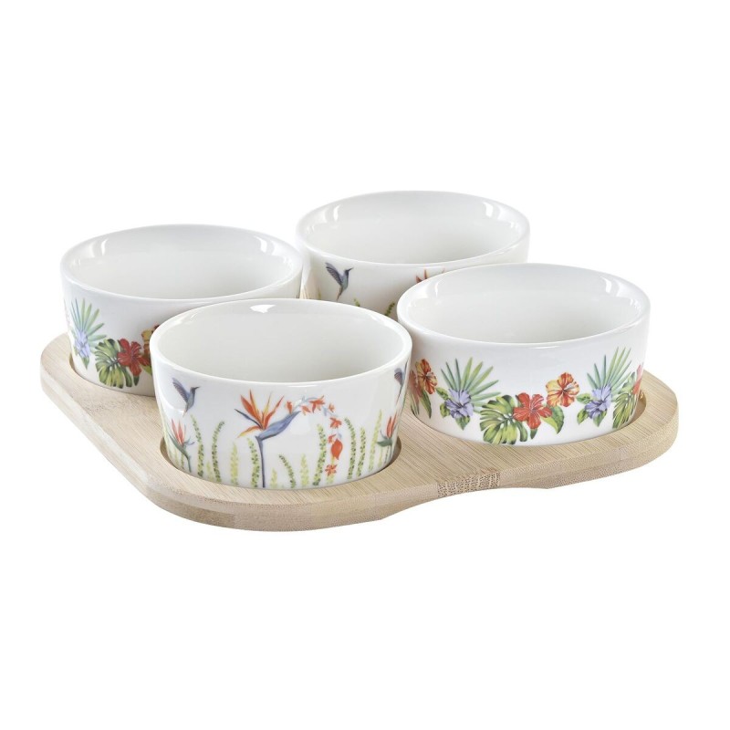 Ensemble à apértif DKD Home Decor Multicouleur Naturel Bambou Plastique Grès Tropical 19