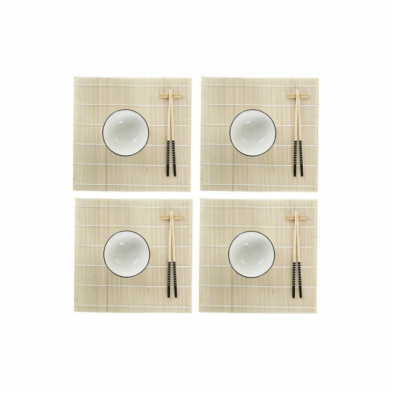 Set de sushi DKD Home Decor Bambou Grès Blanc Oriental 14