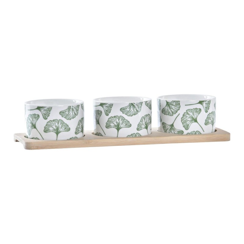 Ensemble à apértif DKD Home Decor Bambou Grès Volets 3 Pièces 4 Pièces 28 x 9