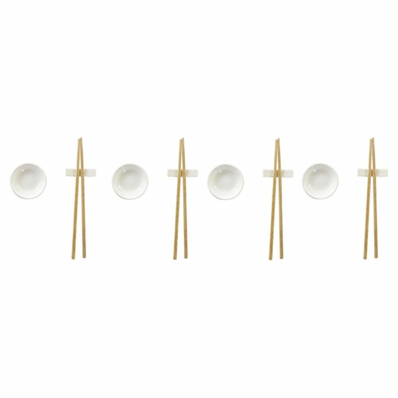 Set de sushi DKD Home Decor Bambou Grès Blanc Naturel Oriental 27