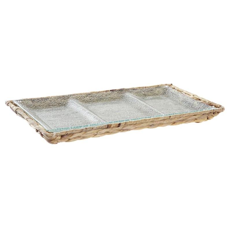 Plateau apéritif DKD Home Decor Transparent Naturel Verre 42 x 20 x 3