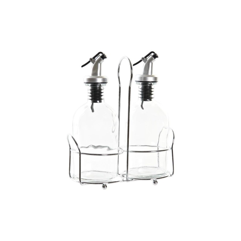 Huilier DKD Home Decor Vinaigrier Transparent Métal Verre (2 Unités) (2 pcs)