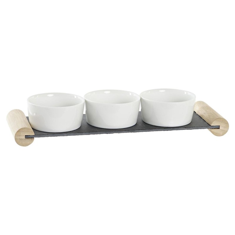 Plateau apéritif DKD Home Decor Blanc Noir Grès Ardoise 33 x 10 x 5