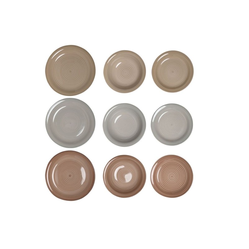 Assiettes DKD Home Decor Marron Gris Grès 26