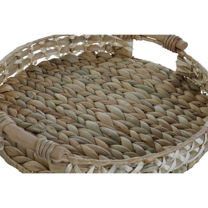 Jeux de plateaux Home ESPRIT Blanc Naturel Fibre 41 x 40 x 9 cm (2 Unités)