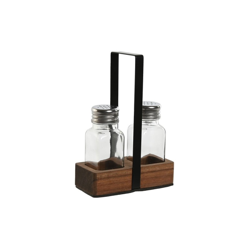 Salière et Poivrière Home ESPRIT Noir Verre Bois d'acacia 12 x 6 x 17