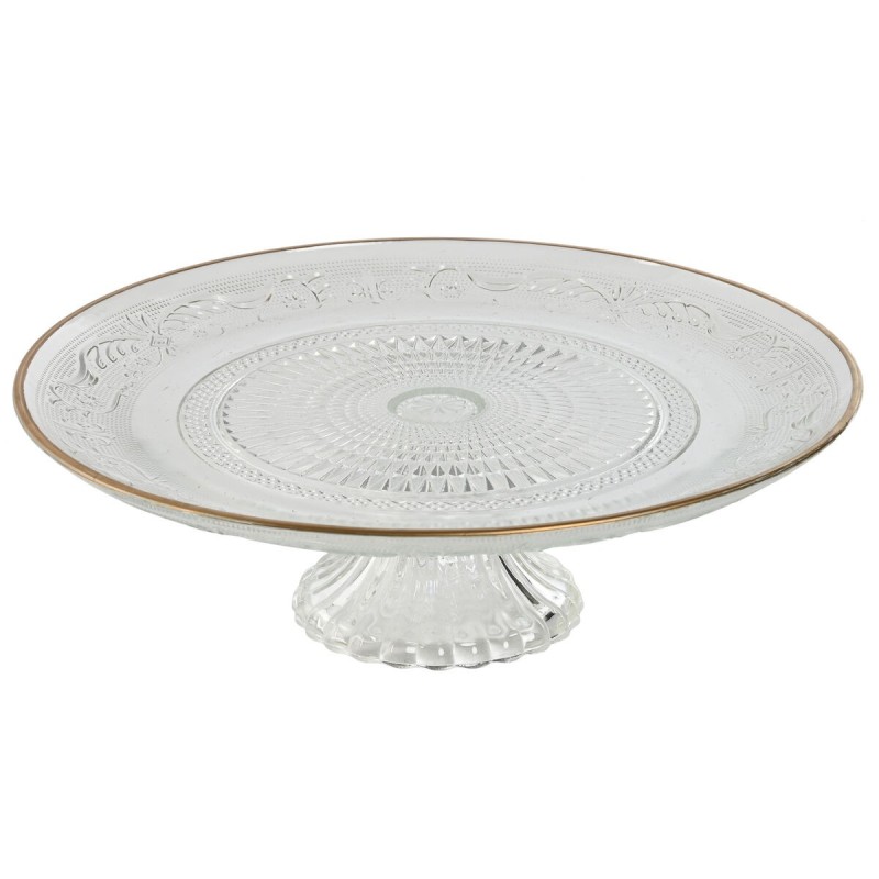 Assiette plate Home ESPRIT Transparent Doré Verre 29 x 29 x 9