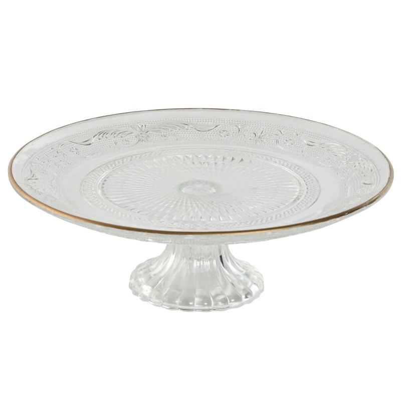 Assiette plate Home ESPRIT Transparent Doré Verre 23 x 23 x 8 cm