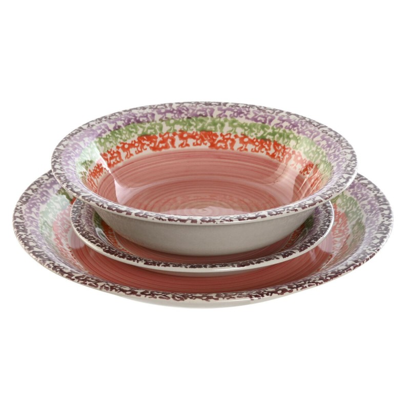 Assiettes Home ESPRIT Rose Grès 27 x 27 x 2 cm 18 Pièces