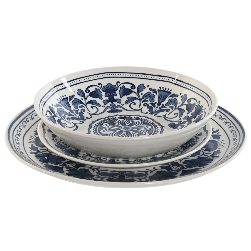 Assiettes Home ESPRIT Bleu Blanc Porcelaine Arabe 27 x 27 x 2 cm 18 Pièces