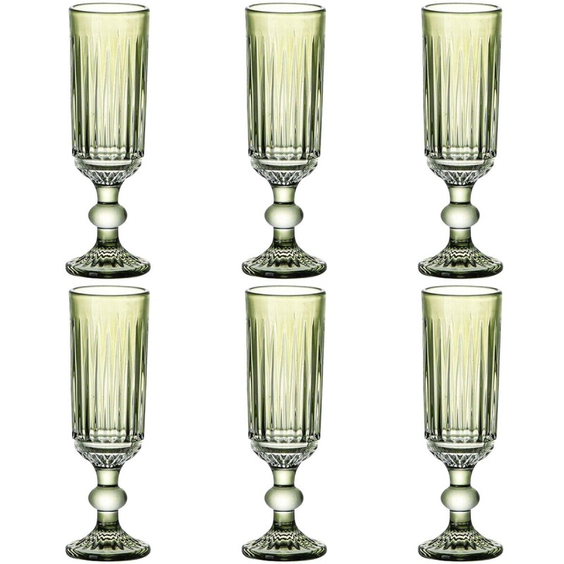 Set de Verres Home ESPRIT Vert Verre 6 x 6 x 18