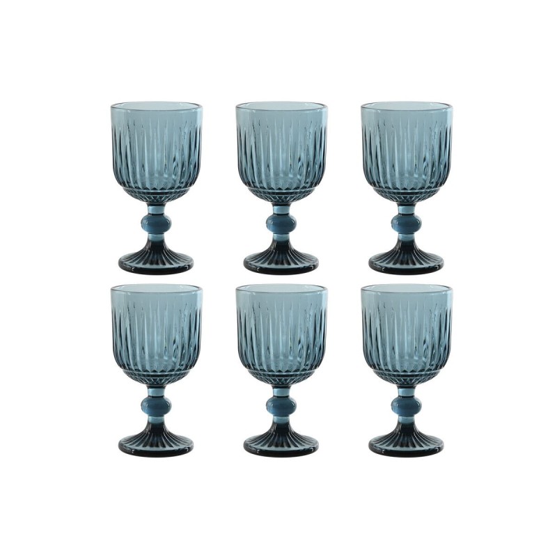 Set de Verres Home ESPRIT Bleu Verre 8 x 8 x 14