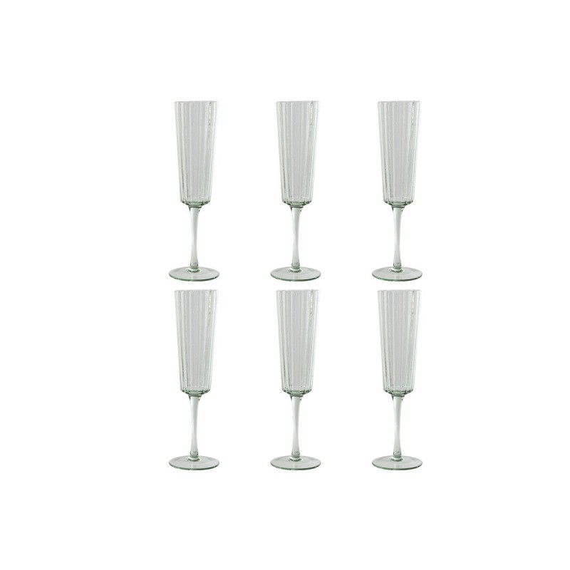 Set de Verres Home ESPRIT Vert Verre 6 x 6 x 23