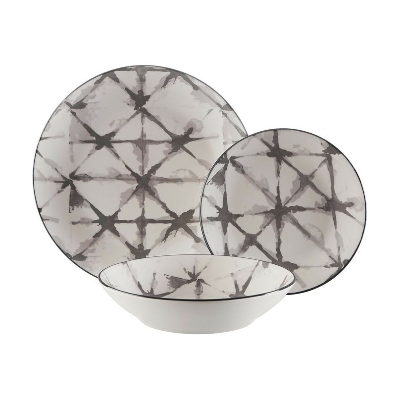 Assiettes Versa Pompeia Gris Porcelaine 18 Pièces