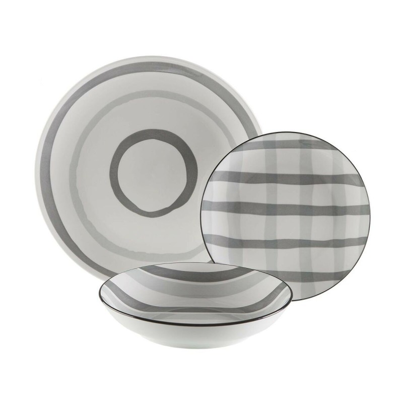 Assiettes Versa Anette Gris Porcelaine 18 Pièces