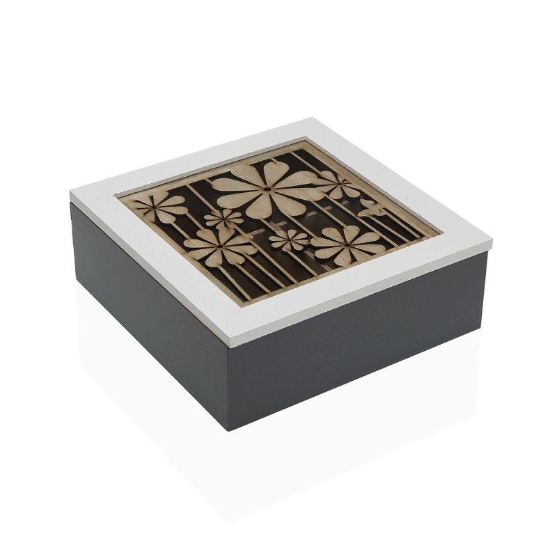 Boîte pour infusions Versa Bois MDF 20 x 7 x 20 cm Fleurs