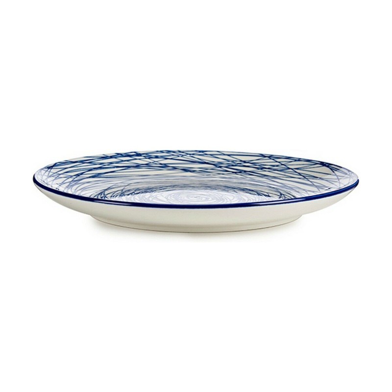 Assiette plate Rayures Porcelaine Bleu Blanc 24 x 2