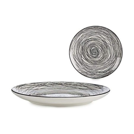 Assiette plate Rayures Porcelaine Noir Blanc 24 x 2