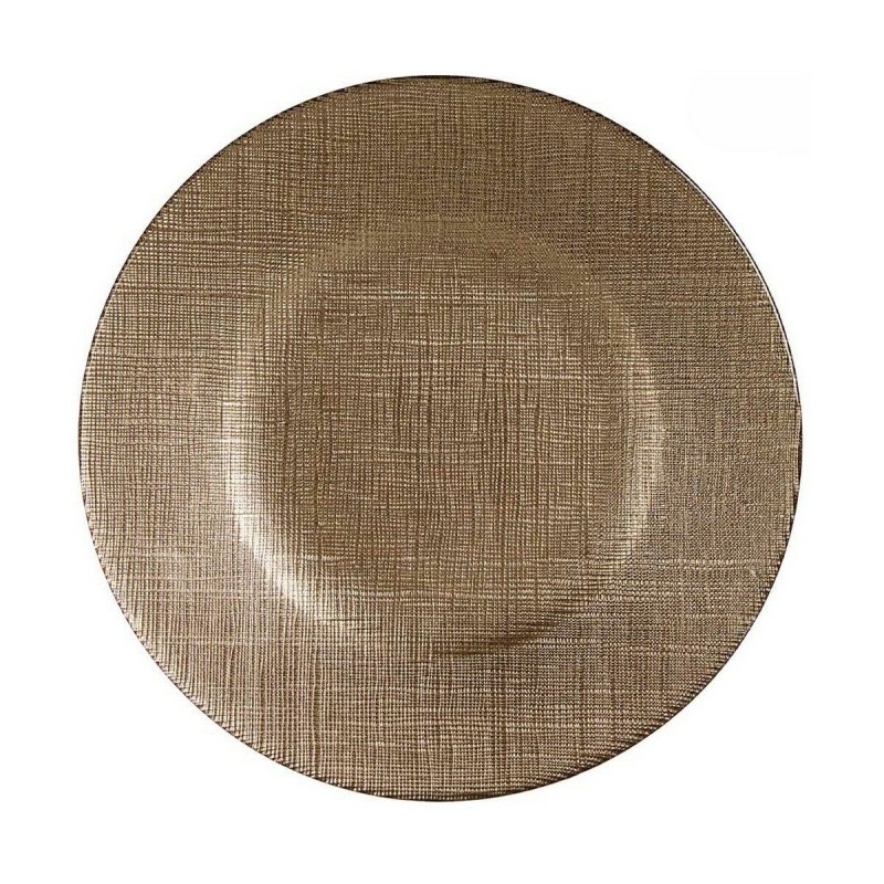 Assiette plate Vivalto 3239121P-5 Doré verre 21 x 2 x 21 cm