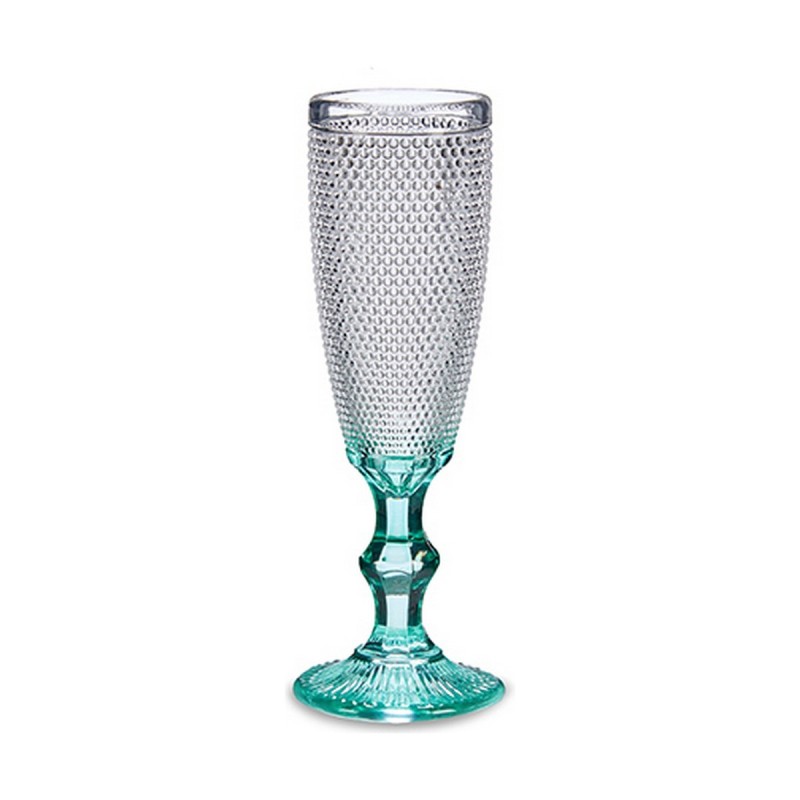 Coupe de champagne Vivalto Transparent Turquoise verre 185 ml Points (6 Unités)