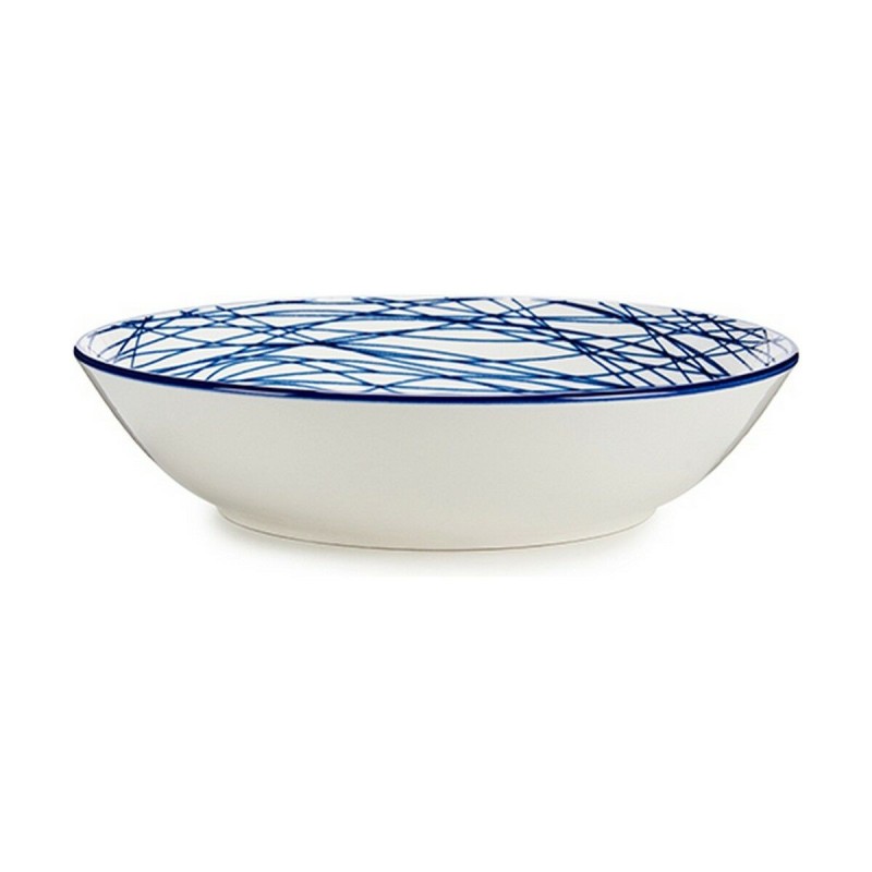 Assiette creuse Rayures Porcelaine Bleu Blanc 6 Unités (20 x 4