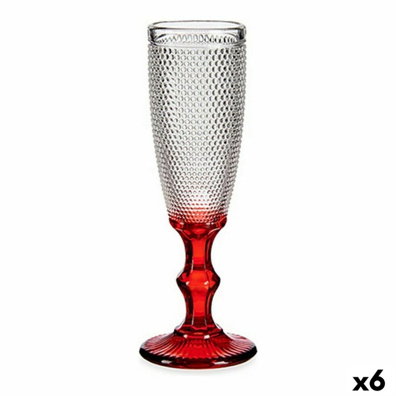 Coupe de champagne Vivalto PR-00719B/BHA6 Rouge Transparent verre 180 ml Points (6 Unités)