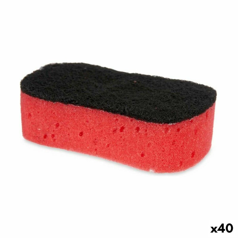 Tampon à récurer Noir Rouge Mousse Fibre abrasive 7