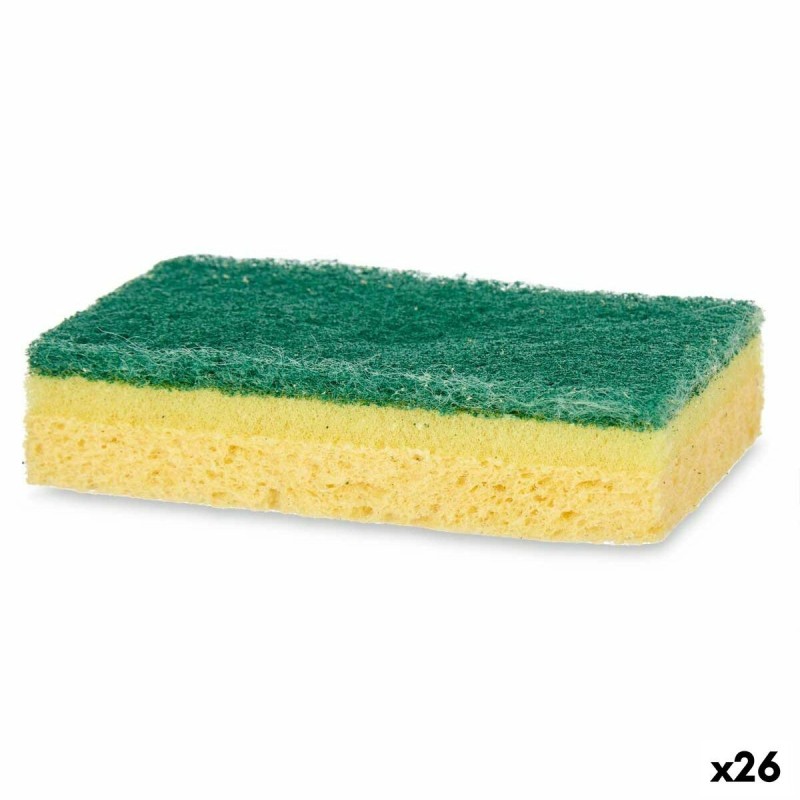 Lot de tampons à récurer Jaune Vert Cellulose Fibre abrasive 10