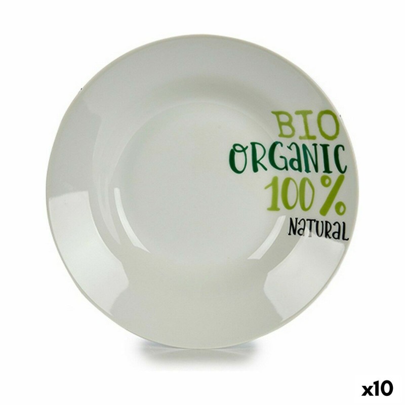 Assiette creuse Organic Blanc Vert Ø 20