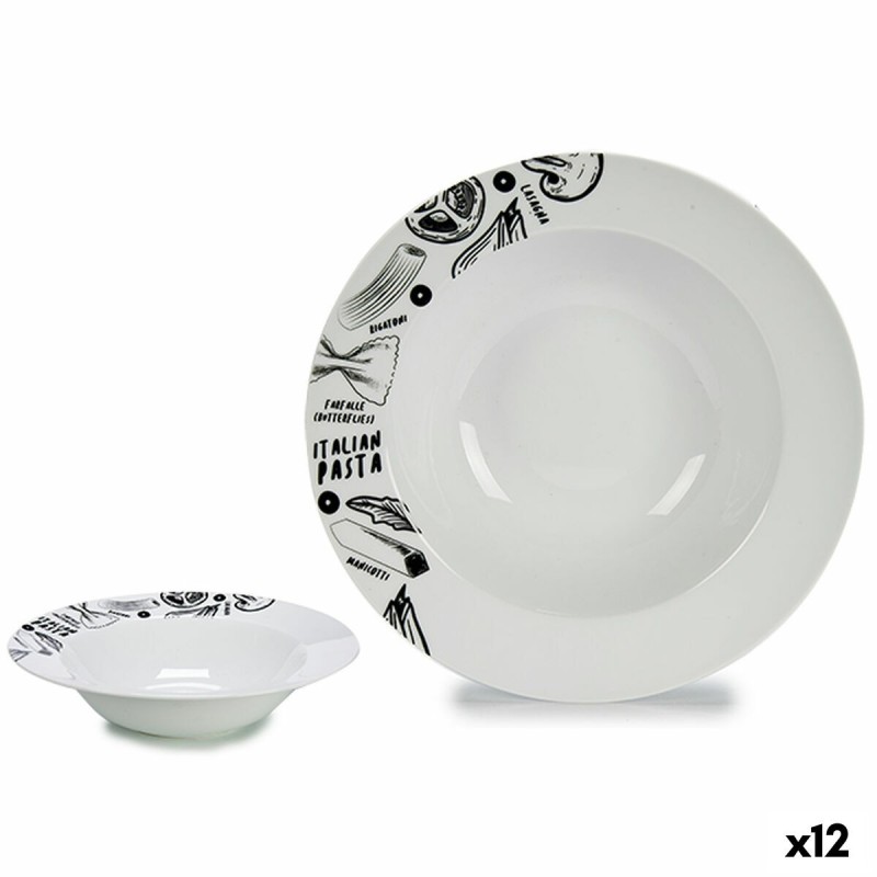 Assiette à pâtes Blanc Noir Porcelaine 30 x 7