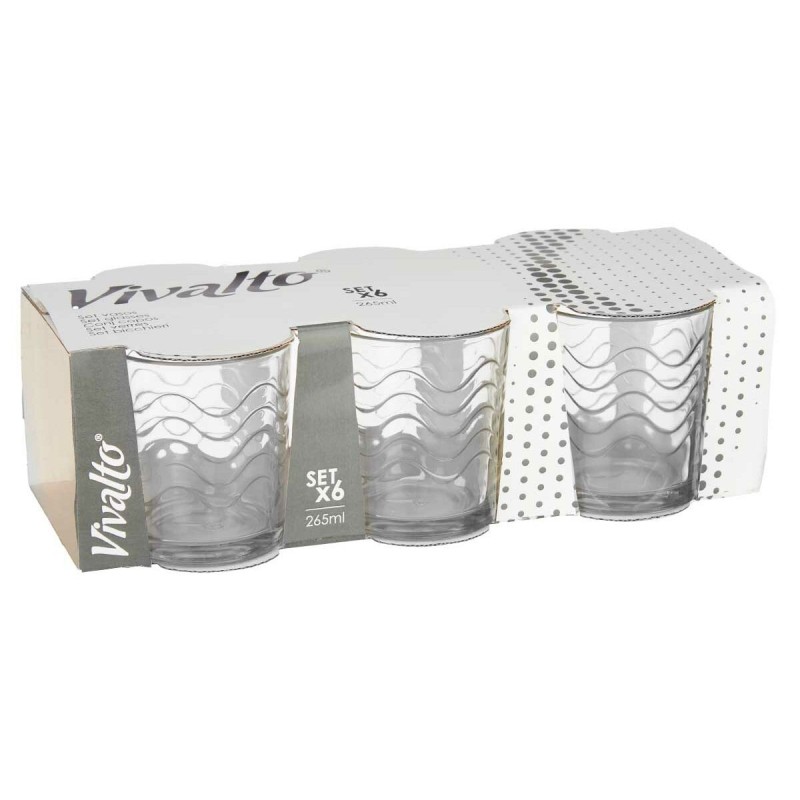 Set de Verres Vivalto 79065 Transparent verre Ondes 265 ml (8 Unités)