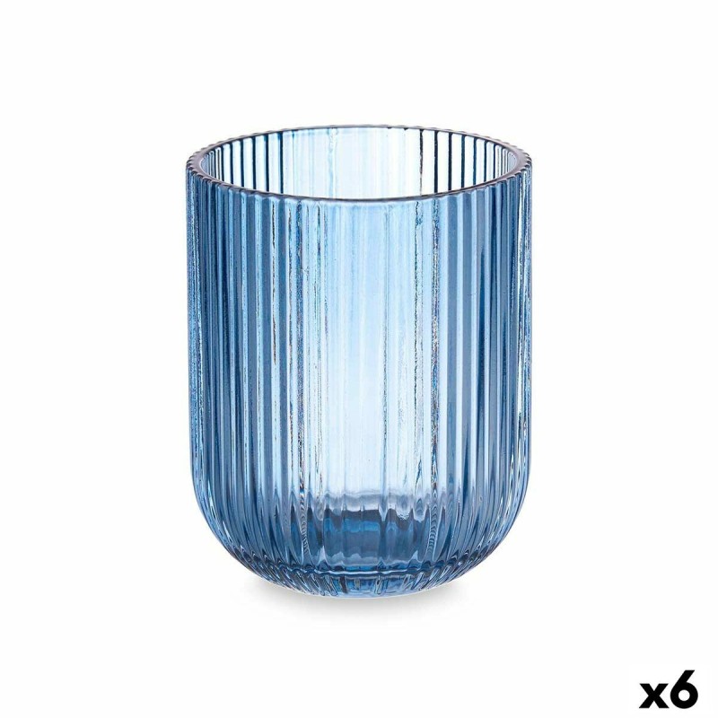 Verre Rayures Bleu Verre 270 ml (6 Unités)