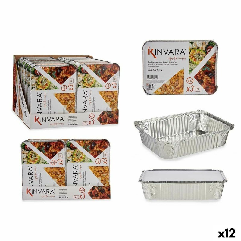 Lot de plateaux pour aliments Kinvara 16161 Argenté Aluminium 2 L 25